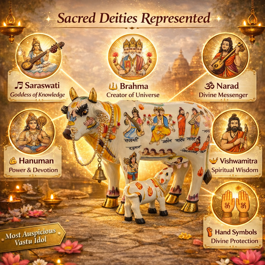 Divine Kamdhenu Cow Idol – Symbol of Prosperity & Blessings- 19cm