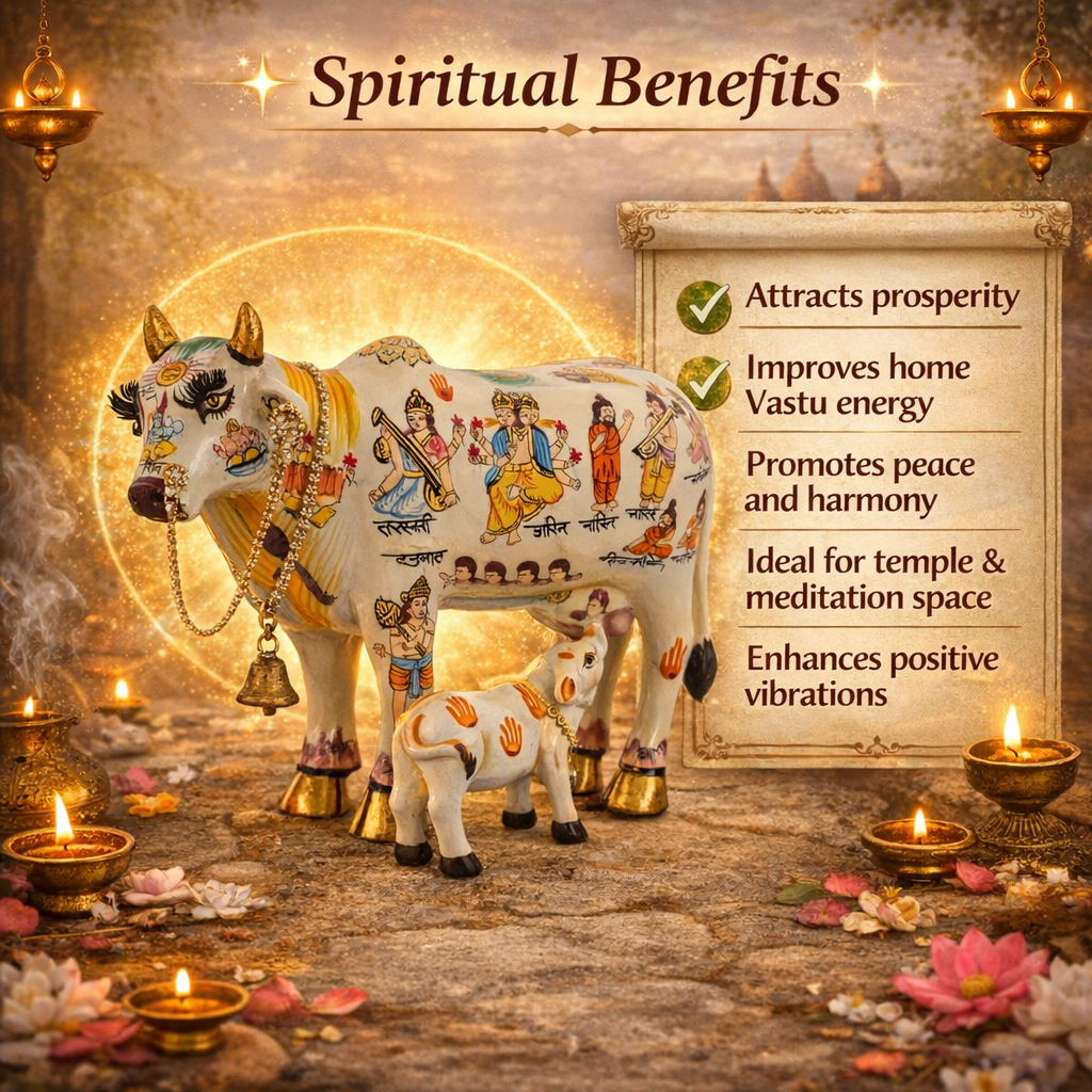 Divine Kamdhenu Cow Idol – Symbol of Prosperity & Blessings- 19cm