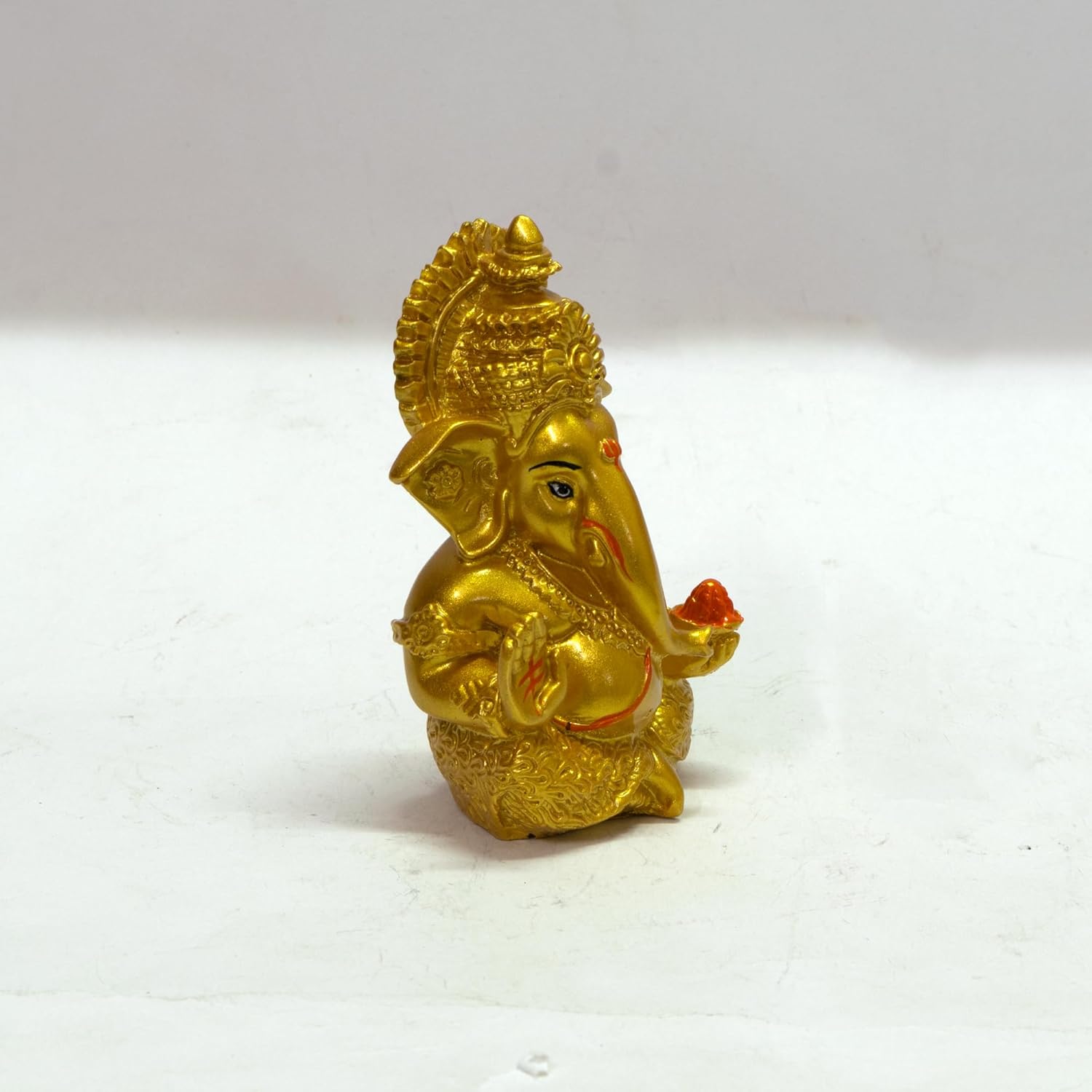 Premium Golden Lord Ganesha Idol for Car Dashboard – 3.5 Inch – Prosperity & Blessing Decor Statue