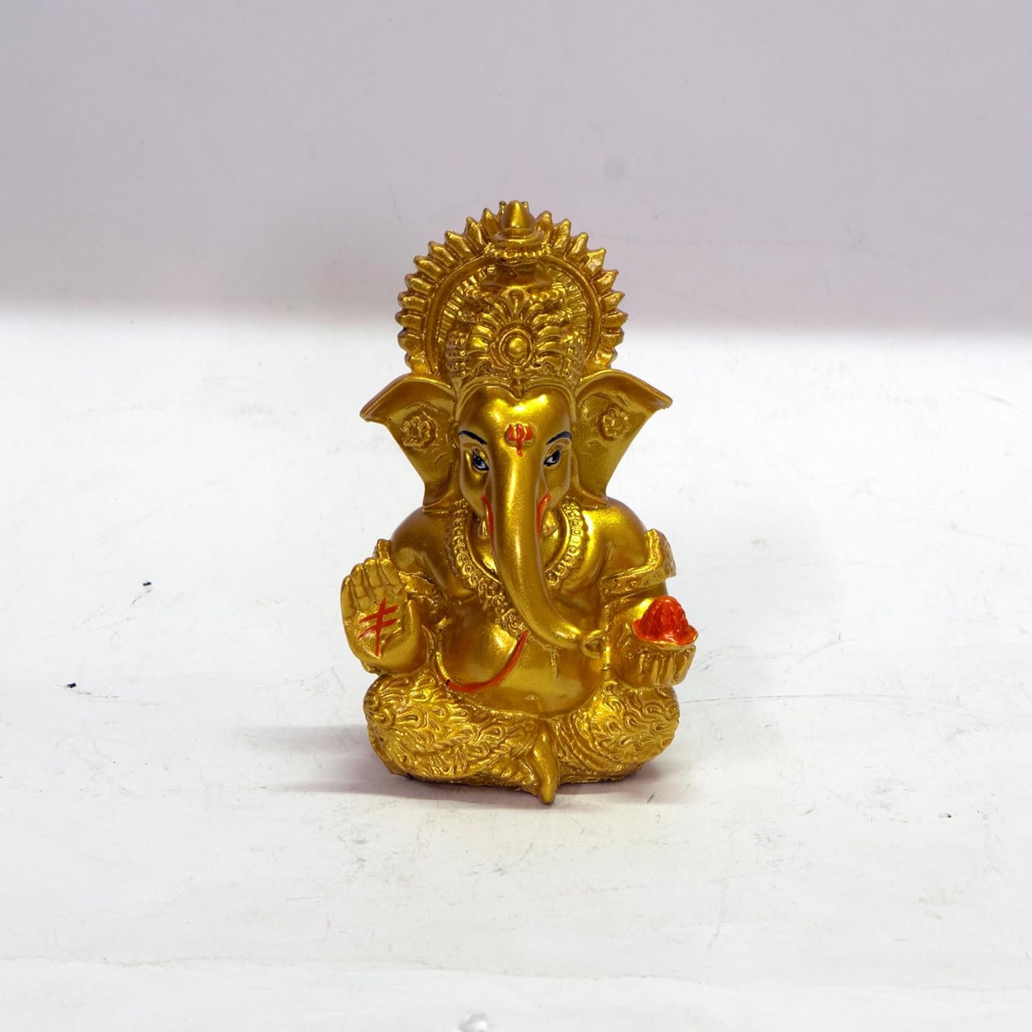 Premium Golden Lord Ganesha Idol for Car Dashboard – 3.5 Inch – Prosperity & Blessing Decor Statue