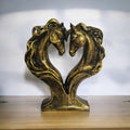 Elegant Horse Couple Statue – Antique Gold Finish | Romantic Horse Figurine Showpiece for Home Décor, Living Room, Office, Tabletop & Gift