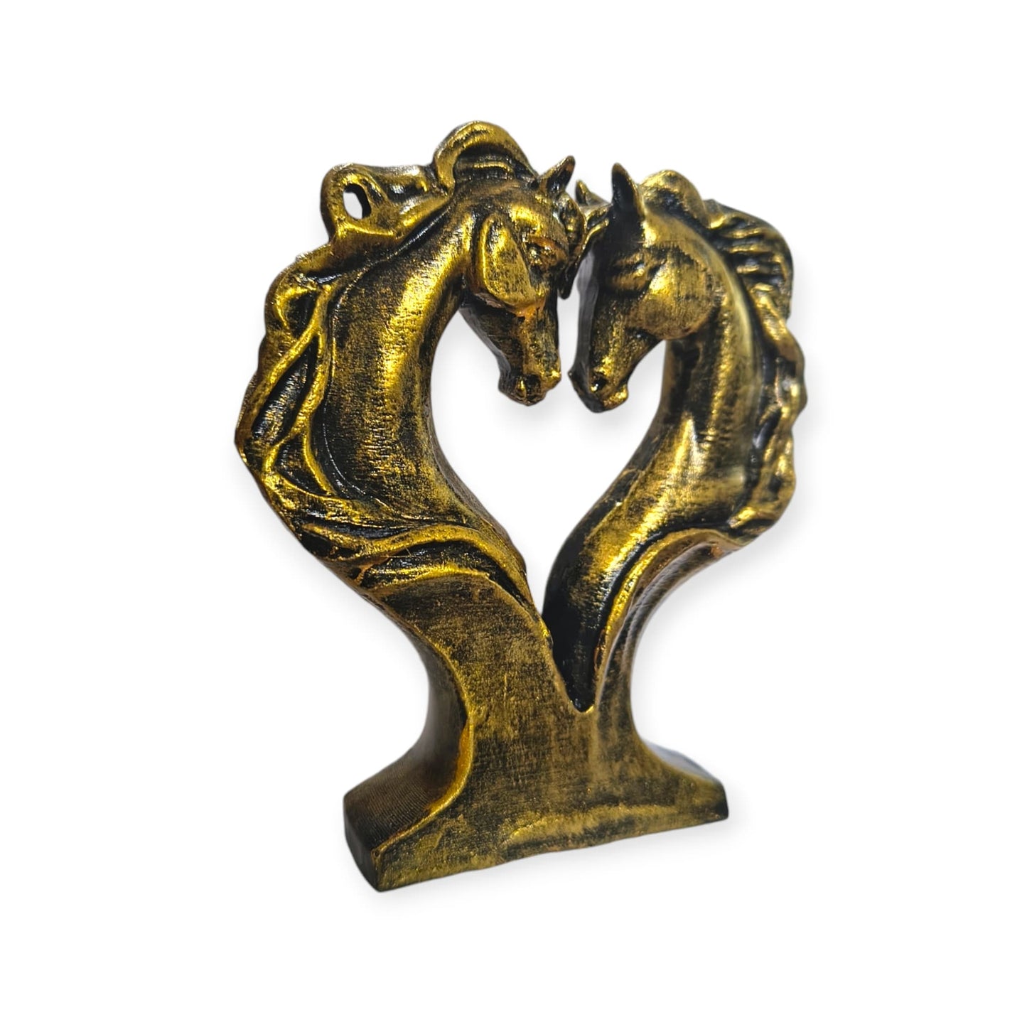 Elegant Horse Couple Statue – Antique Gold Finish | Romantic Horse Figurine Showpiece for Home Décor, Living Room, Office, Tabletop & Gift