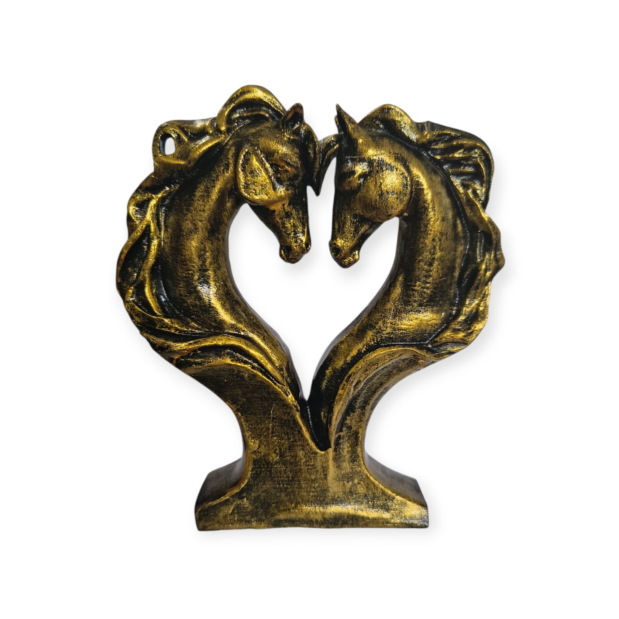 Elegant Horse Couple Statue – Antique Gold Finish | Romantic Horse Figurine Showpiece for Home Décor, Living Room, Office, Tabletop & Gift