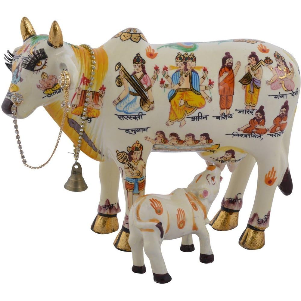 Divine Kamdhenu Cow Idol – Symbol of Prosperity & Blessings - 19cm - Decorwala