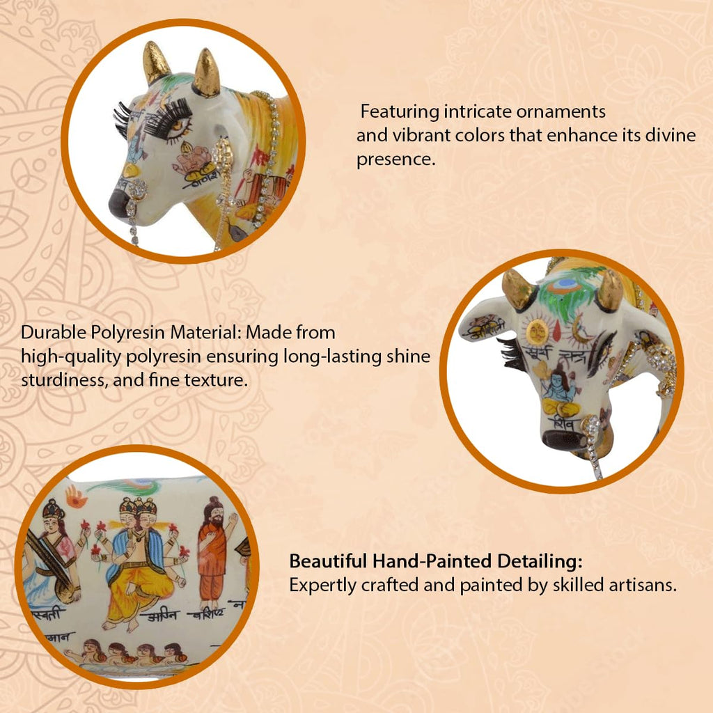 Divine Kamdhenu Cow Idol – Symbol of Prosperity & Blessings - 19cm - Decorwala