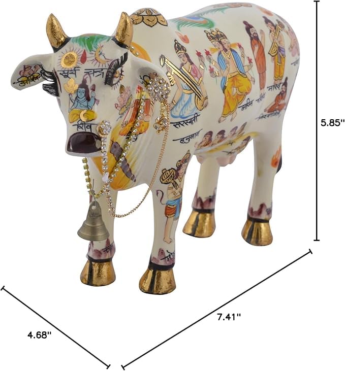 Divine Kamdhenu Cow Idol – Symbol of Prosperity & Blessings - 19cm - Decorwala