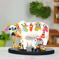 KAMDHENU COW WITH CALF ON BASE (WHITE) SIZE 6 INCH - Decorwala 