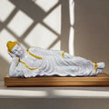 Sleeping Buddha Statue for Home Decor and Gifting with Antique Finish (White) - Decorwala 