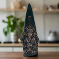 Gold Ganesh on Black Elephant Tusk , 8 inch Black Color - Decorwala