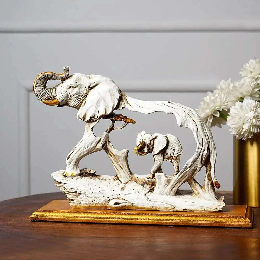 Handmade Indian Home Decor Animal Figurine Polyresin Elephant in Elephant Statue Height : 7.2 inches - Decorwala