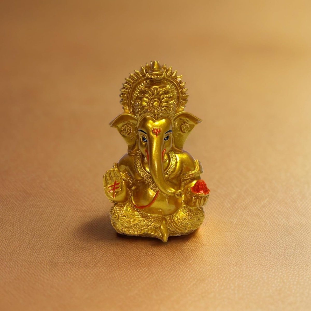 Premium Golden Lord Ganesha Idol for Car Dashboard – 3.5 Inch – Prosperity & Blessing Decor Statue - Decorwala