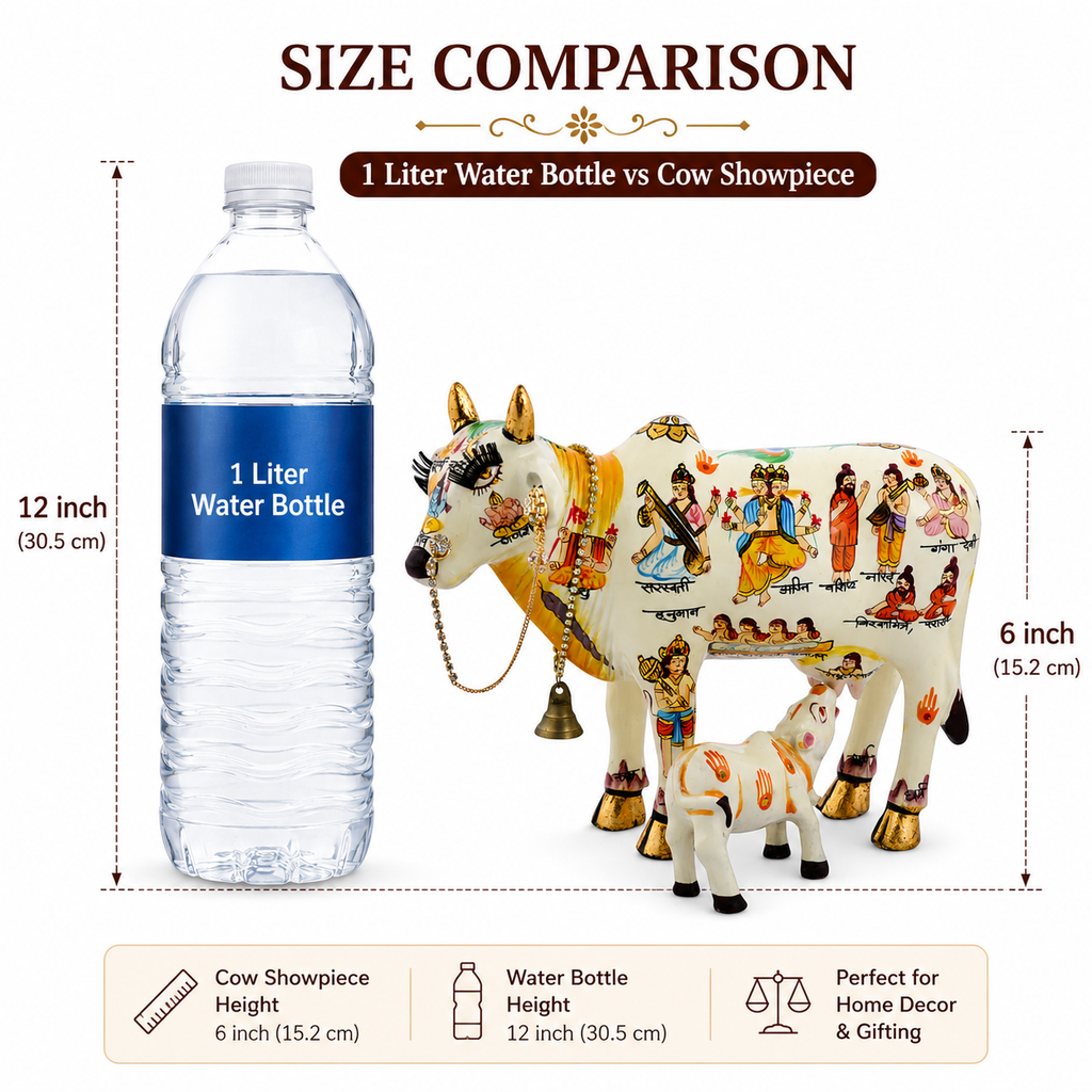 Divine Kamdhenu Cow Idol – Symbol of Prosperity & Blessings- 19cm