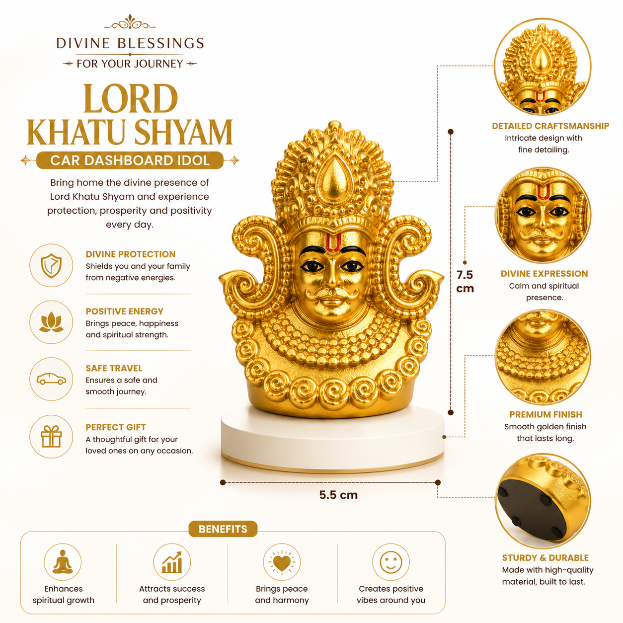Khatu Shyam Ji Dashboard Idol – Bring Divine Blessings to Every Journey