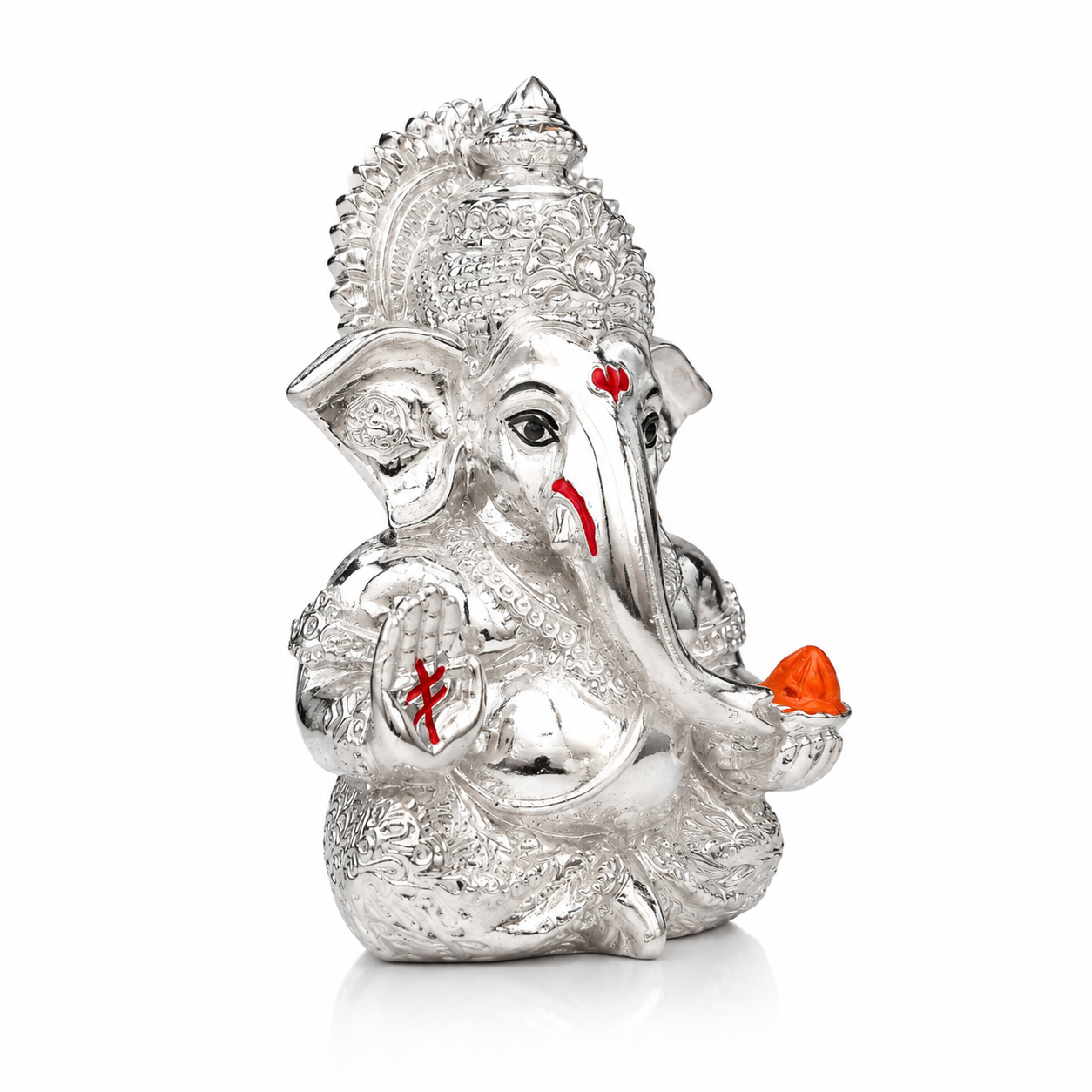 Silver Plated Lord Ganesha Idol for Car Dashboard, Home Temple & Office Desk | Ganesh Murti for Pooja, Mandir, Home Decor, Diwali Gift, Housewarming & Spiritual Decor