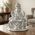 Silver Plated Ganesh Idol for Home Decor & Temple | Premium Mirror Finish Lord Ganesha Murti | Vastu & Gift Item - Decorwala