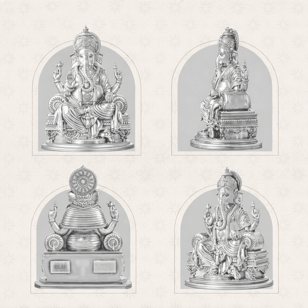 Silver Plated Ganesh Idol for Home Decor & Temple | Premium Mirror Finish Lord Ganesha Murti | Vastu & Gift Item - Decorwala