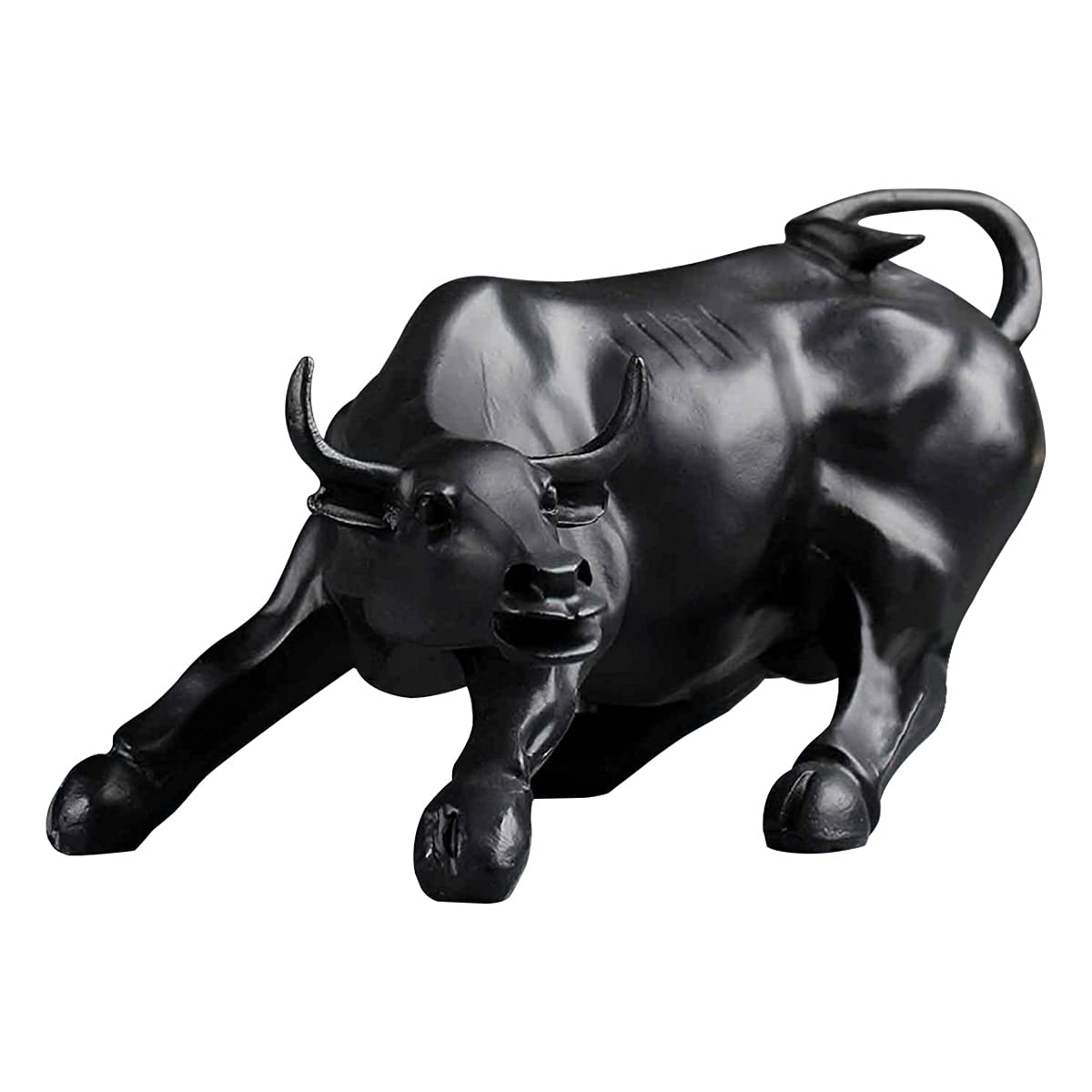 Black Glossy Sensex Bull Statue - Decorwala