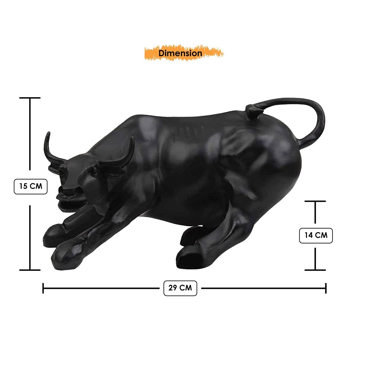 Black Glossy Sensex Bull Statue - Decorwala