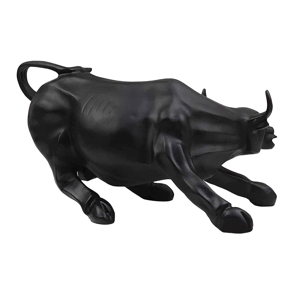 Black Glossy Sensex Bull Statue - Decorwala