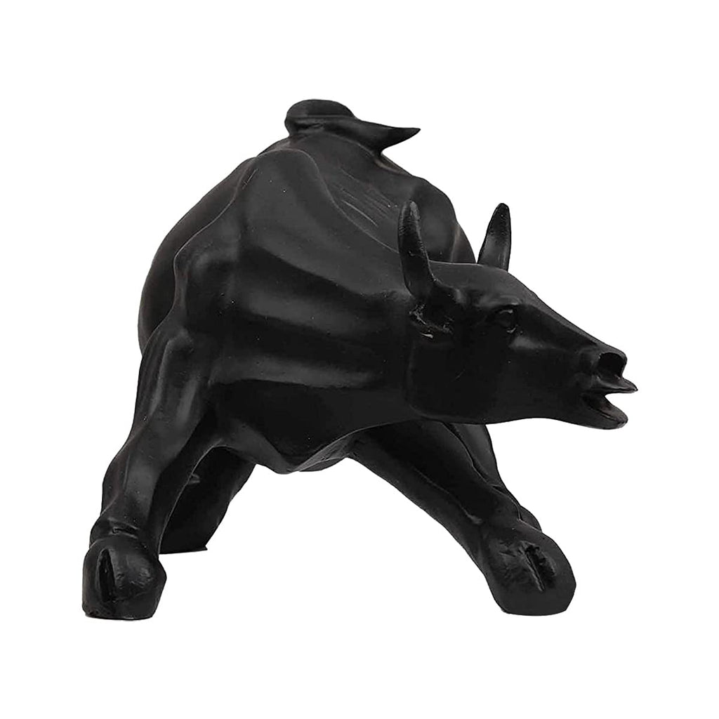 Black Glossy Sensex Bull Statue - Decorwala