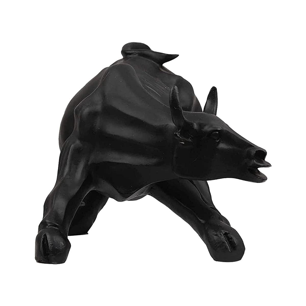 Black Glossy Sensex Bull Statue - Decorwala