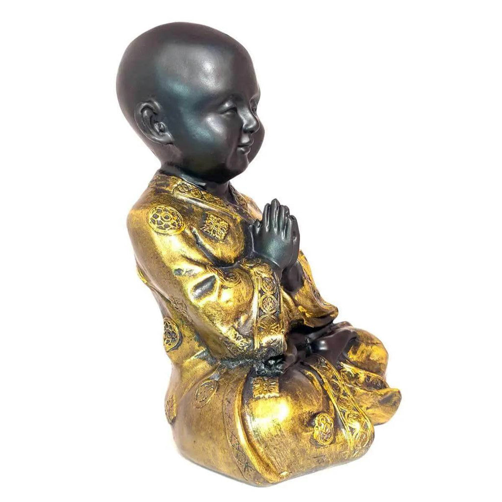 Black Golden Buddha Monk Statue - Decorwala