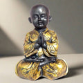 Black Golden Buddha Monk Statue - Decorwala