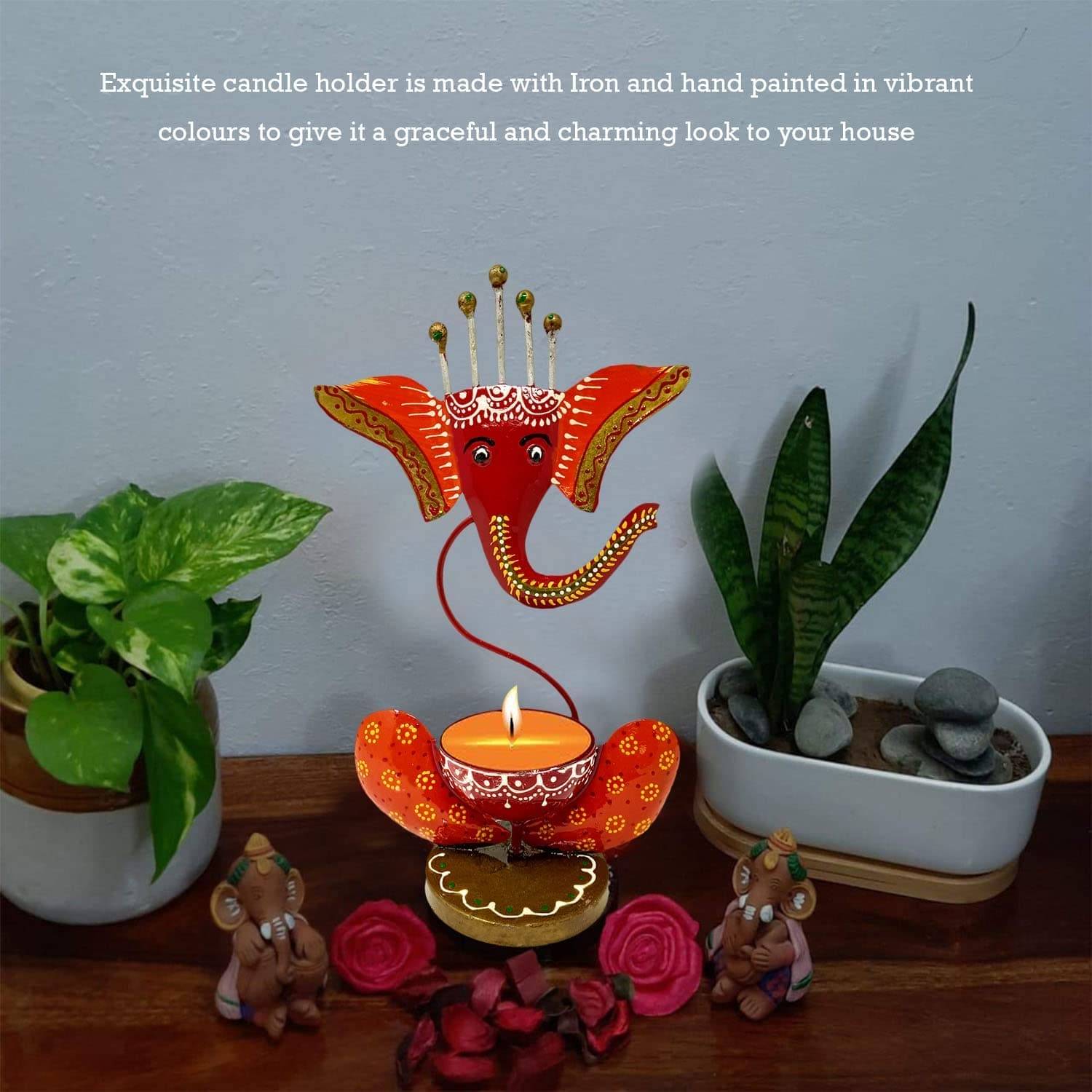 Lord Ganesh Candle Stand Tlight - Decorwala