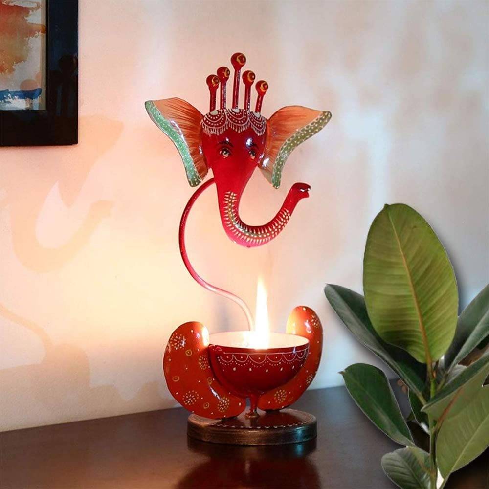 Multicolor Iron Ganesh Diya Lamp and Decorative - Decorwala