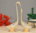 Pair of Kissing Duck Showpiece - 29 cm (Aluminium, Golden) - Decorwala