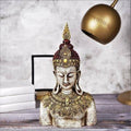 Rustic Bejwelled Buddha Bust , Antique Finish - Decorwala