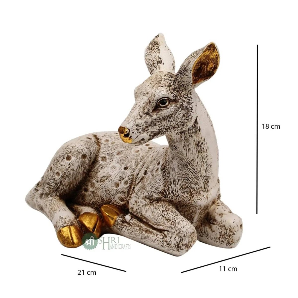 Sitting Deer Statue with Golden Highlights - Decorwala