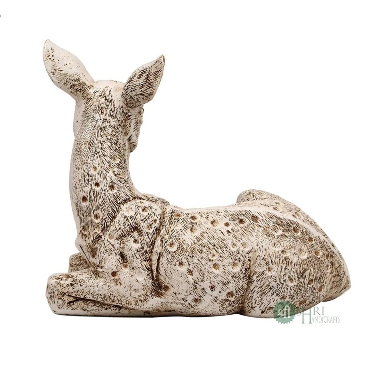 Sitting Deer Statue with Golden Highlights - Decorwala