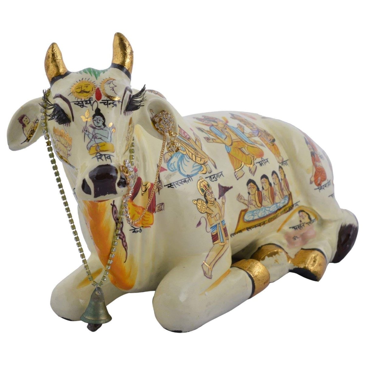 Sitting Kamdhenu Cow with Calf Statue - Decorwala