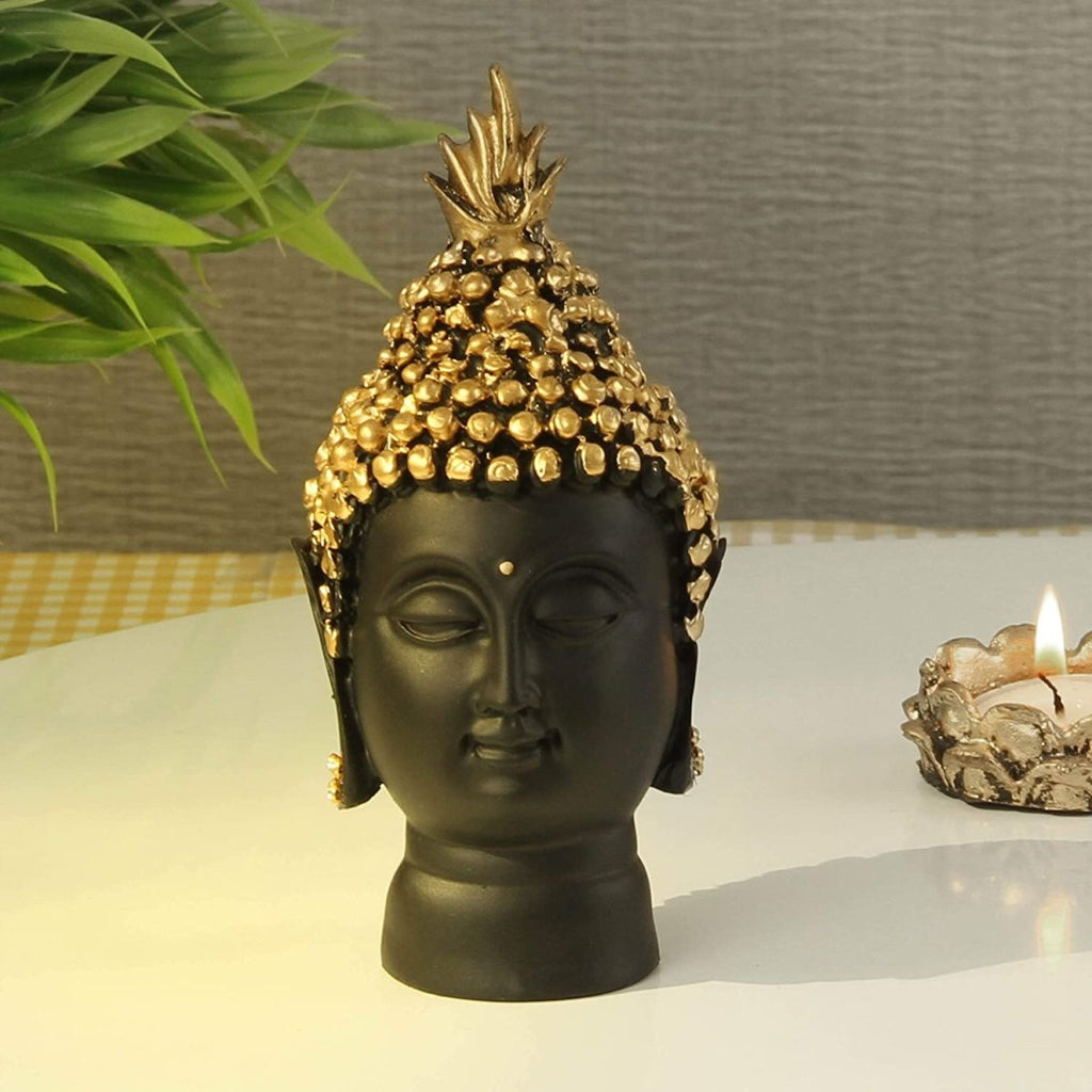 Small Buddha Face , Black - 5 inch - Decorwala