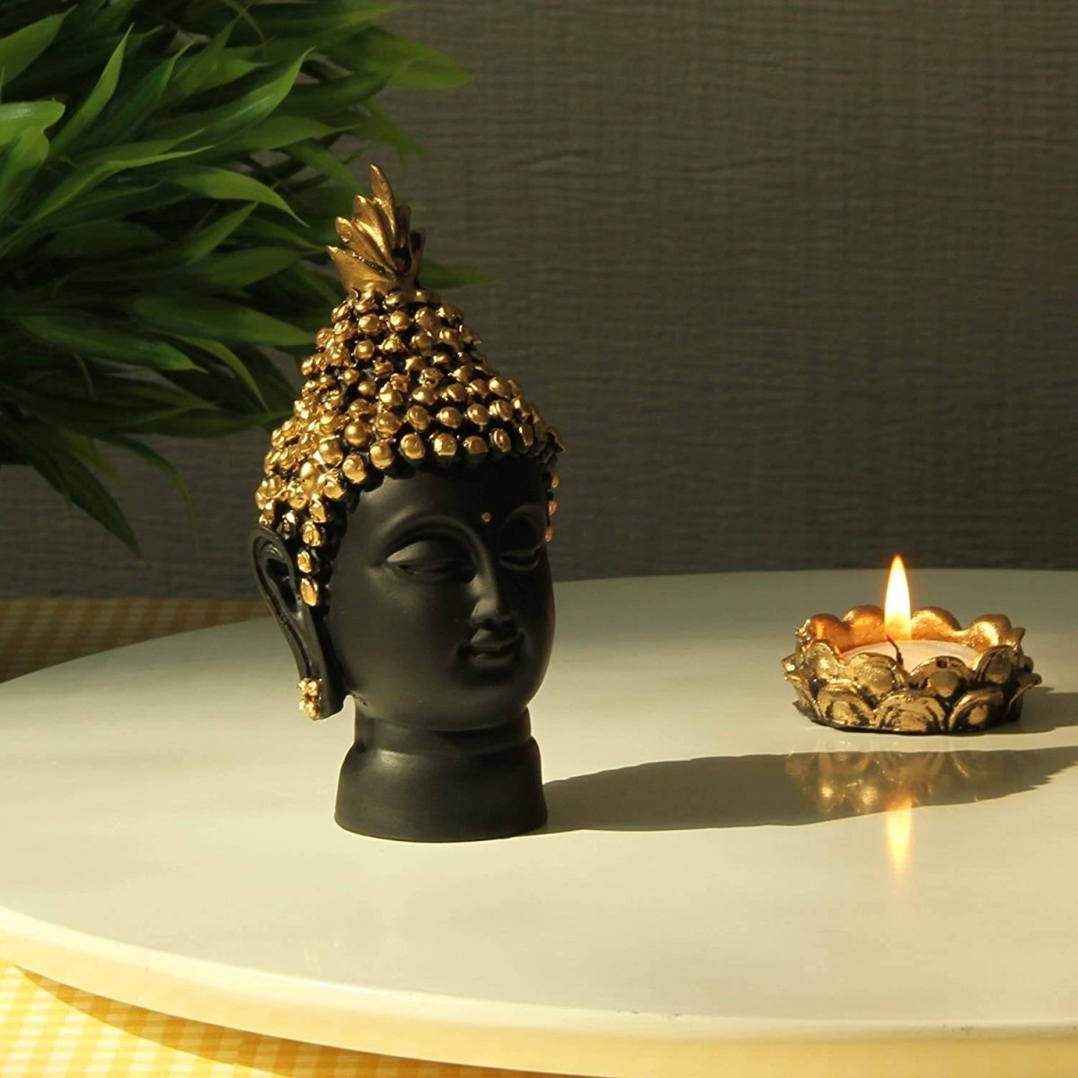 Small Buddha Face , Black - 5 inch - Decorwala