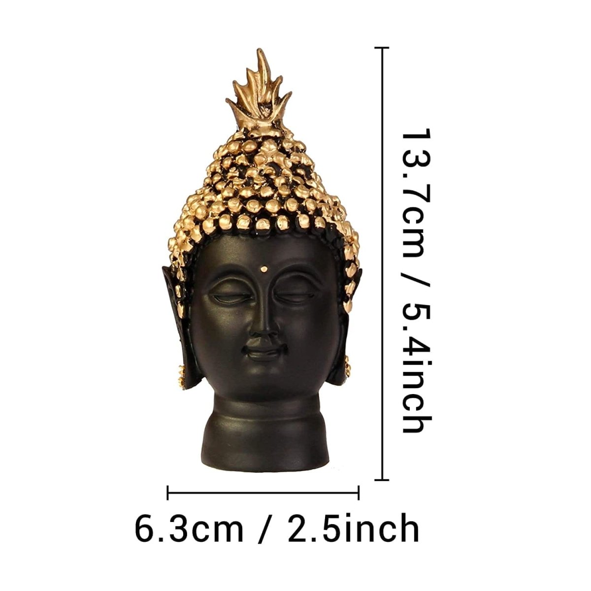 Small Buddha Face , Black - 5 inch - Decorwala