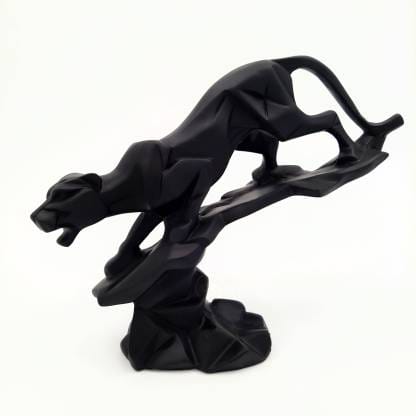 Stunning Black Panther Statue For Home Decor leopard animal sculpture Decorative Showpiece - 19.4 cm (Polyresin, Black) - Decorwala
